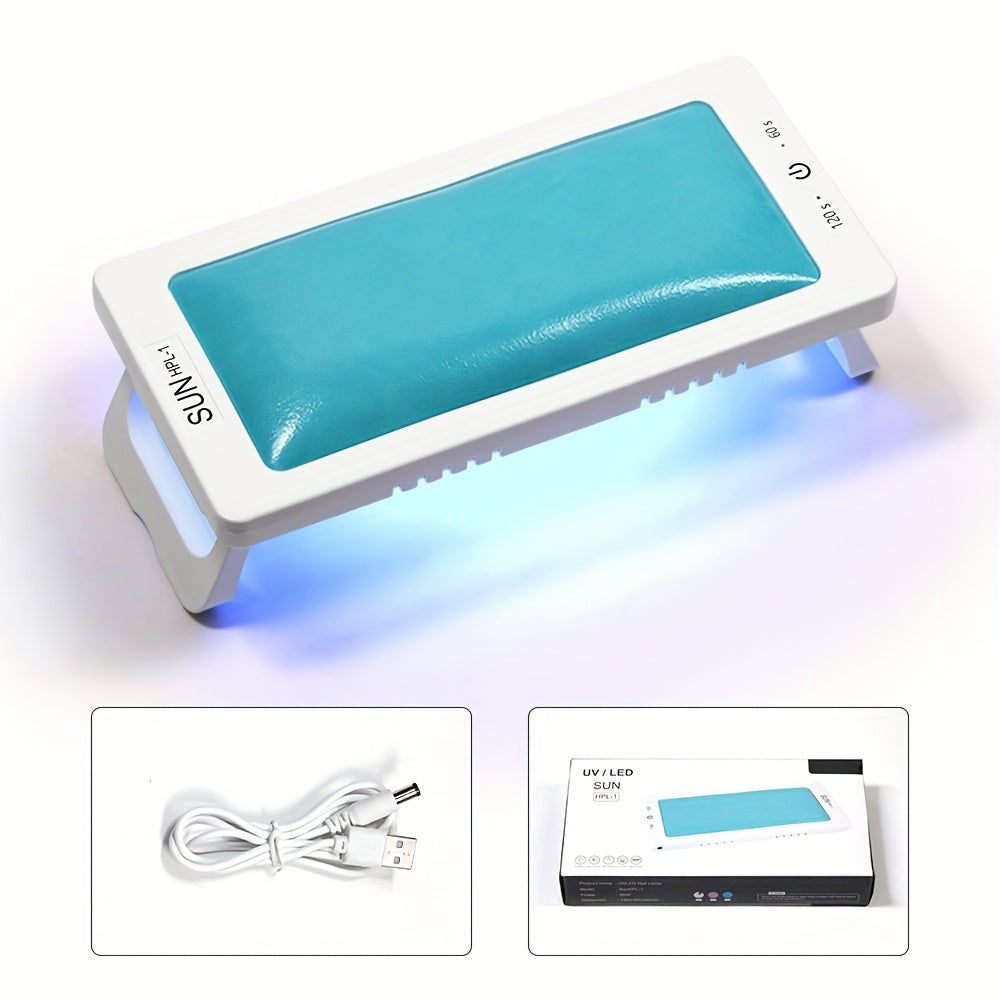 2-in-1 Nail Arm Rest Cushion with UV LED Nail Lamp