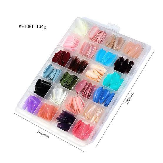 576 Pcs Box Colourful Artifical Nails Acrylic Full cover nail set