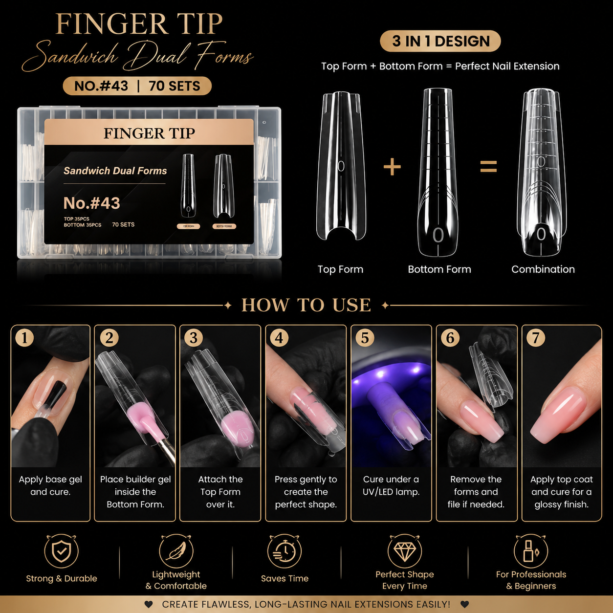 Finger Tip Sandwich Dual Forms – Precision Nail Extension Molds
