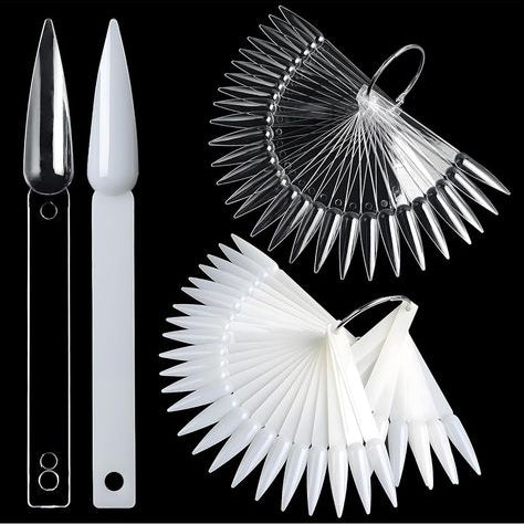 False Nail Tips Nature Clear  – Finger Full Card Nail Art Display Practice Tools Each.