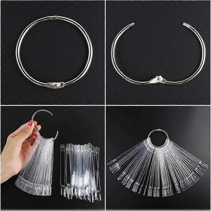 False Nail Tips Nature Clear  – Finger Full Card Nail Art Display Practice Tools Each.