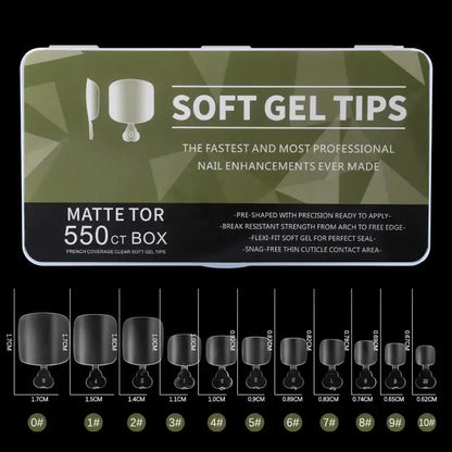 550 Soft Gel Tips Matte Toe False Nail