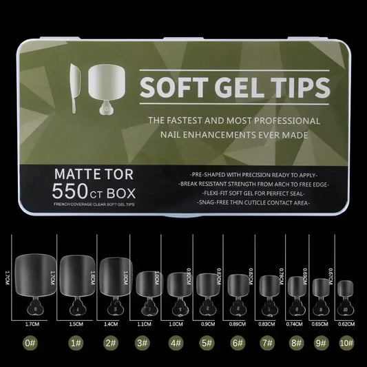550 Soft Gel Tips Matte Toe False Nail