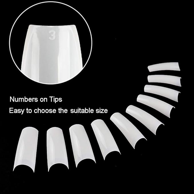 Acrylic Nail Tips White 500Pcs French Artificial False Tip for Manicure Nails Art Salons & Home DIY