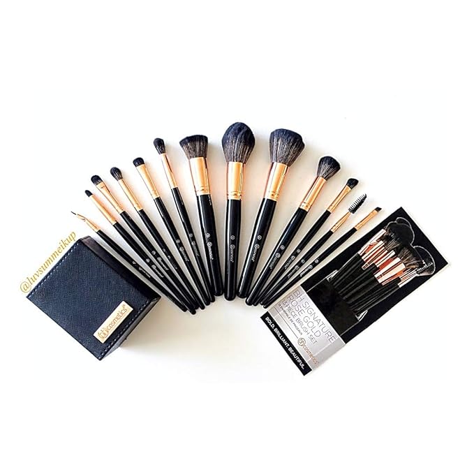 BH Signature Rose Gold 13 Piece Brush Set with Holder (black)