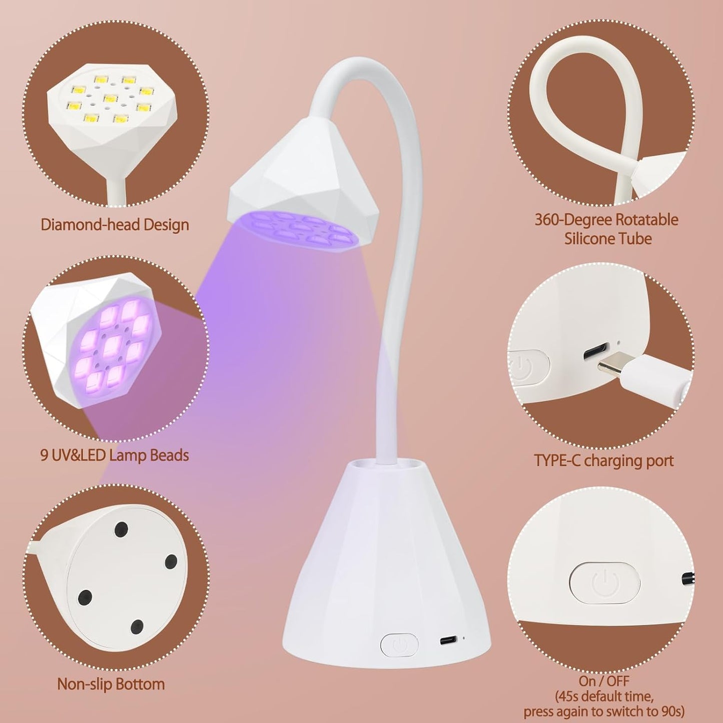 27W Rechargeable Mini LED UV Nail Lamp