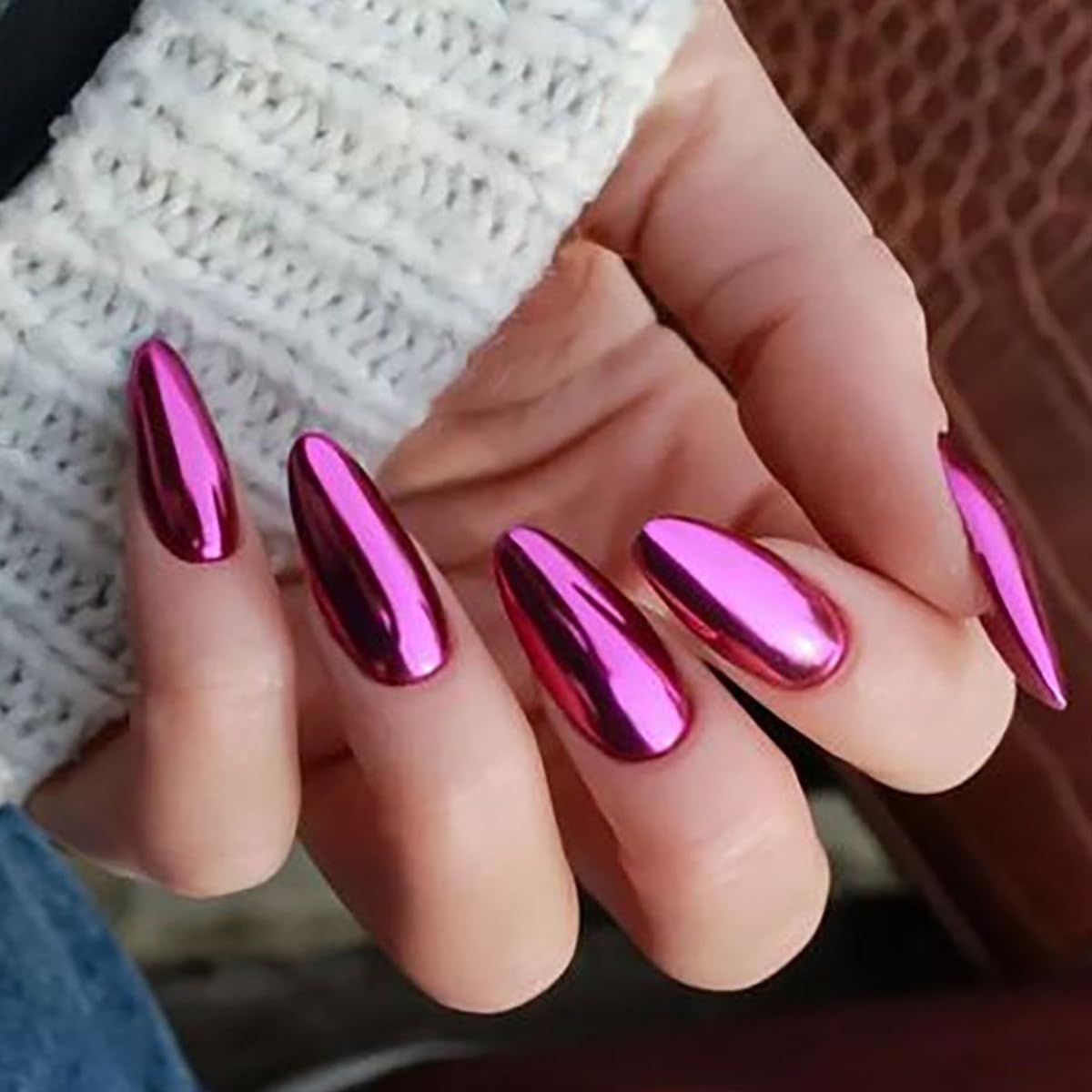 Pink Nail Mirror Chrome Powder Dust