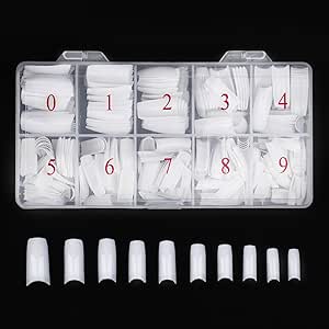 Acrylic Nail Tips White 500Pcs French Artificial False Tip for Manicure Nails Art Salons & Home DIY