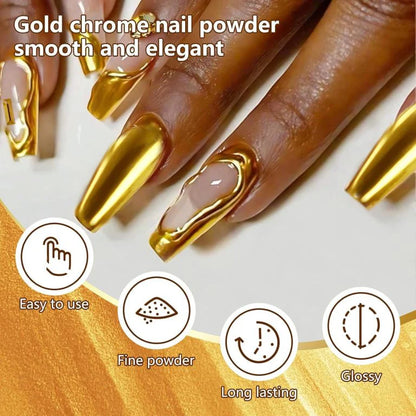 Metallic Chrome Nail Powder Set – 3D Holographic Mirror Effect Each.