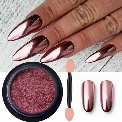 Metallic Chrome Nail Powder Set – 3D Holographic Mirror Effect Each.