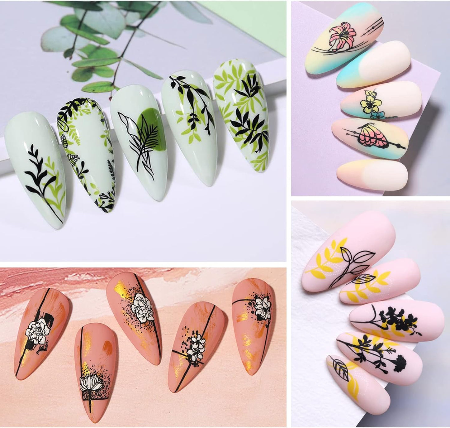 BORN PRETTY Rectangle Nail Stamping Plates. (Pack of 4)