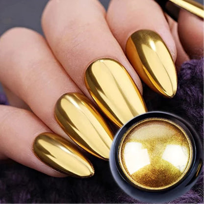 Metallic Chrome Nail Powder Set – 3D Holographic Mirror Effect Each.