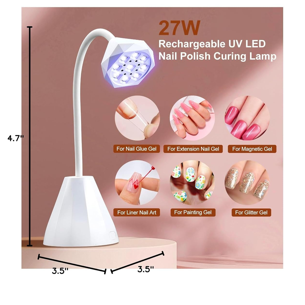 27W Rechargeable Mini LED UV Nail Lamp