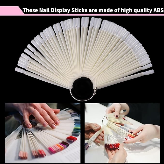 False Nail Tips Nature Clear  – Finger Full Card Nail Art Display Practice Tools Each.