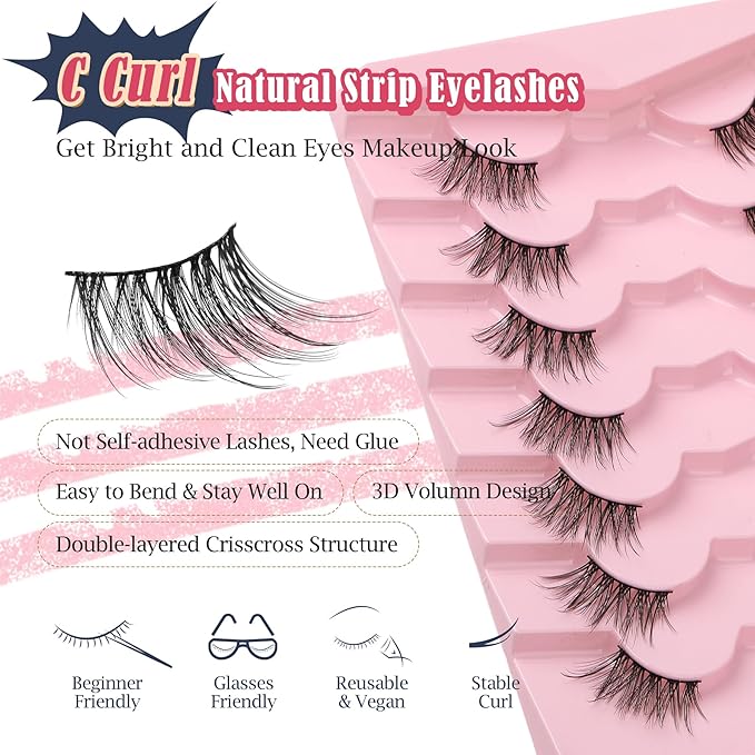 Half Lashes Cat Eye False Eyelashes – Natural Look (14MM)