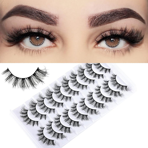 FARRED Cat Eye Lashes False Eyelashes Natural Look 10 Pairs 9‑15 mm