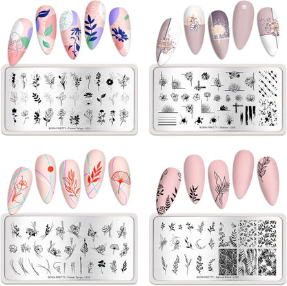 BORN PRETTY Rectangle Nail Stamping Plates. (Pack of 4)