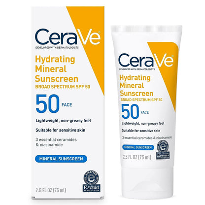 CeraVe 100% Mineral Hydrating Sunscreen SPF 50 | 75ml / 2.5oz