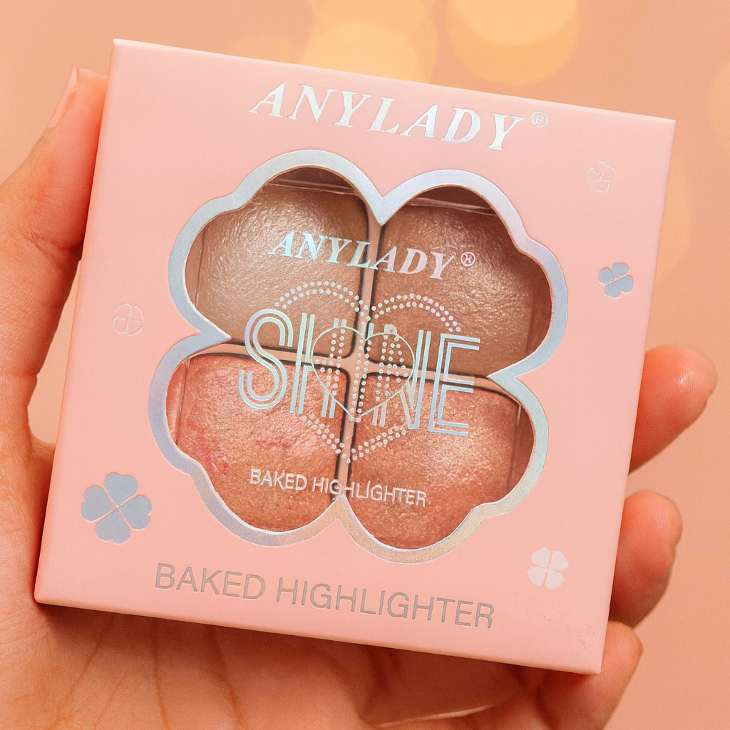 Anylady Baked Highlighter Mini Palette – 4 Shades for Glowing Skin