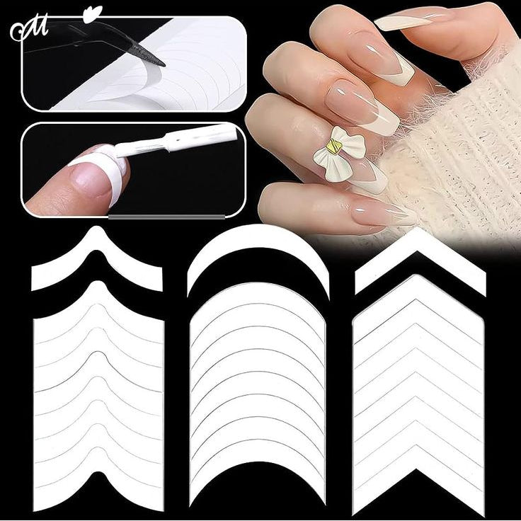 French Manicure Nail Tips – Nail Stencil Stickers (Pack of 10).