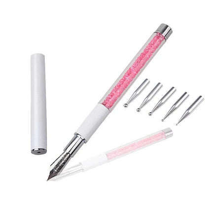 Crystal Nail Art Dotting Pen with 5 Dotting Tips for Design