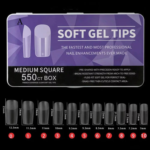 550 Medium Square Nails Soft Gel Tips.