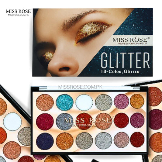 Miss Rose 18 Color Glitter Eyeshadow Palette