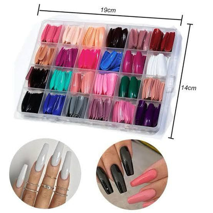 576 Pcs Box Colourful Artifical Nails Acrylic Full cover nail set