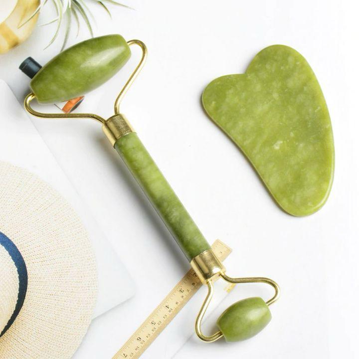 Face Massager Jade Roller & Gua sha stone set