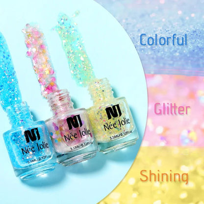 Nee Jolie Glitter Nail Polish - 3.5ml  (Pack of 3)