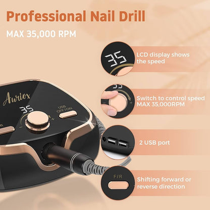 Auriox Professional Electric Nail Drill 35000RPM