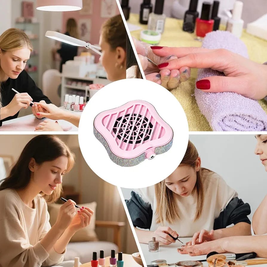 Professional Nail Dust Collector with Dual Reusable Filters.