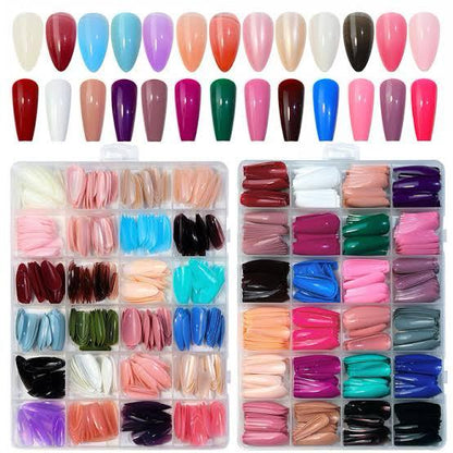 576 Pcs Box Colourful Artifical Nails Acrylic Full cover nail set