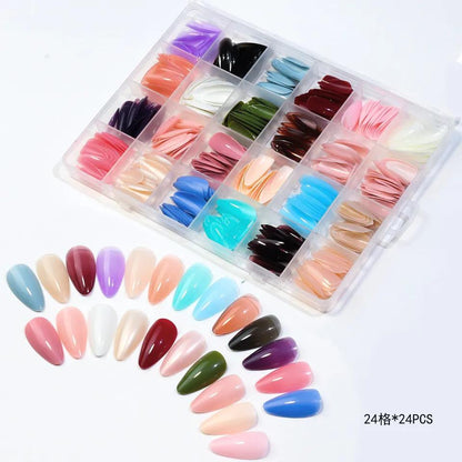 576 Pcs Box Colourful Artifical Nails Acrylic Full cover nail set