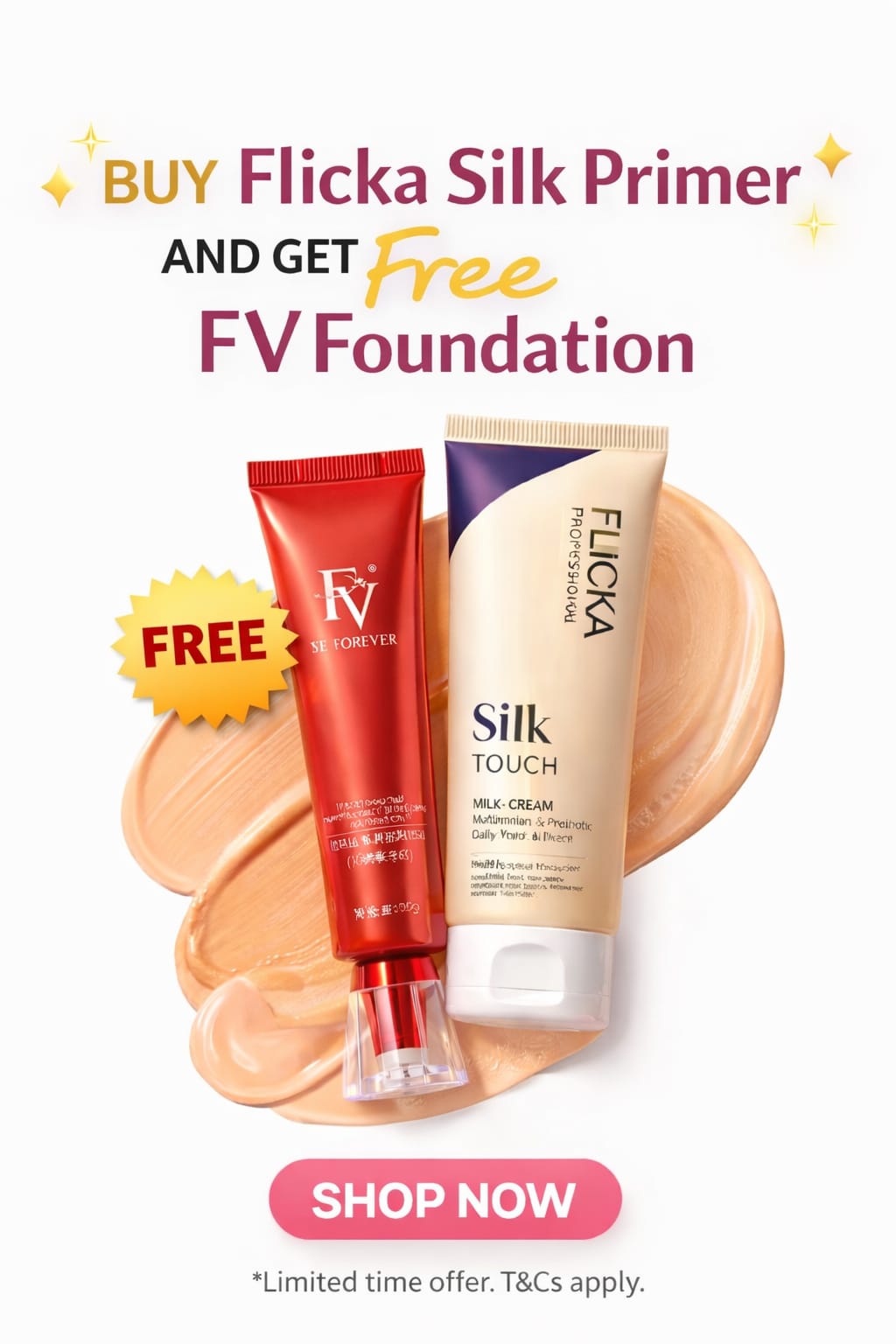 Flicka 2-in-1 Makeup Deal – Primer (60g) + Ivory Foundation (30g)