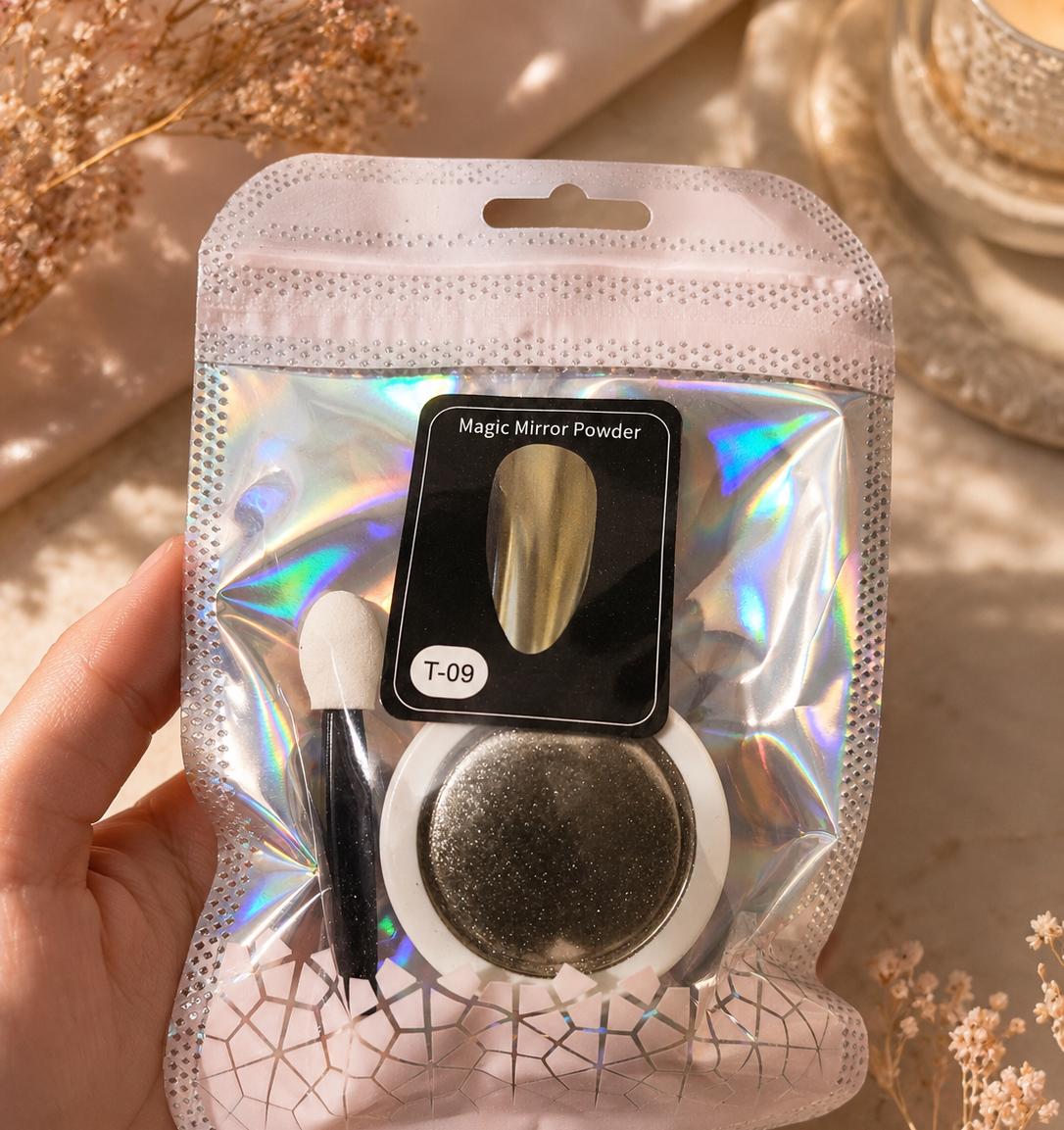 Metallic Chrome Nail Powder Set – 3D Holographic Mirror Effect Each.