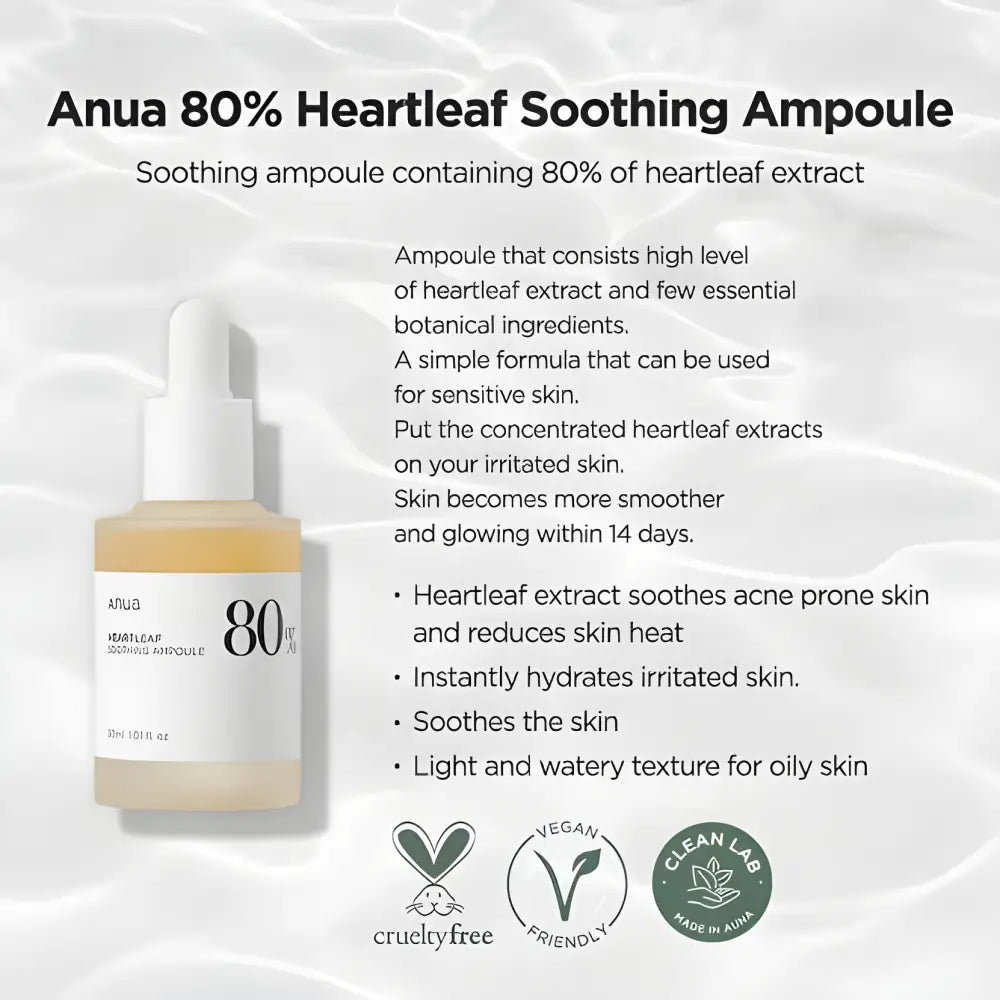 Anua Heartleaf 80% Moisture Soothing Ampoule 30ml
