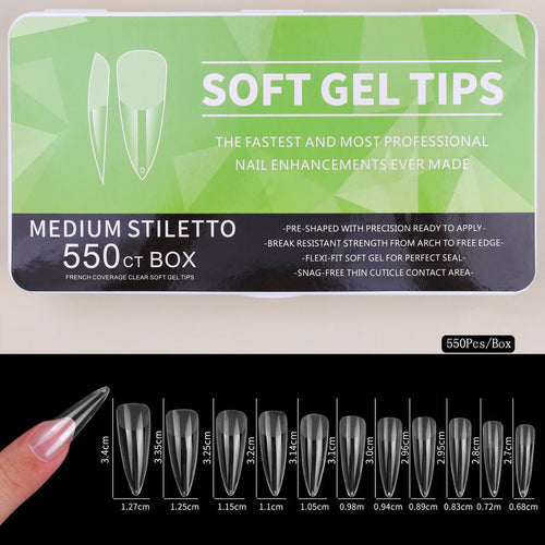 550 Medium Stiletto Soft Gel Tips.