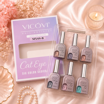 VICOVI Cat Eye Gel Nail Polish Set with Magnet – 6 Colors UV/LED Soak Off