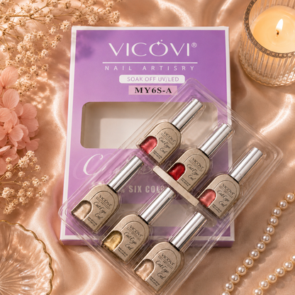 VICOVI Cat Eye Gel Nail Polish Set with Magnet – 6 Colors UV/LED Soak Off