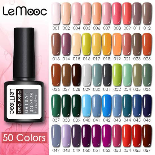 LEMOOC Soak Off UV Gel Nail Gel Polish 8ml Each