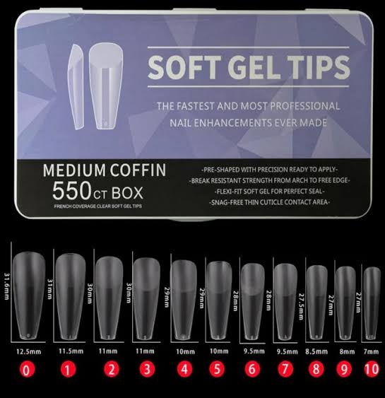 550 Medium COFFIN Soft Gel Tips.