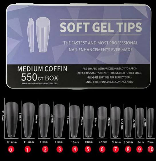 550 Medium COFFIN Soft Gel Tips.