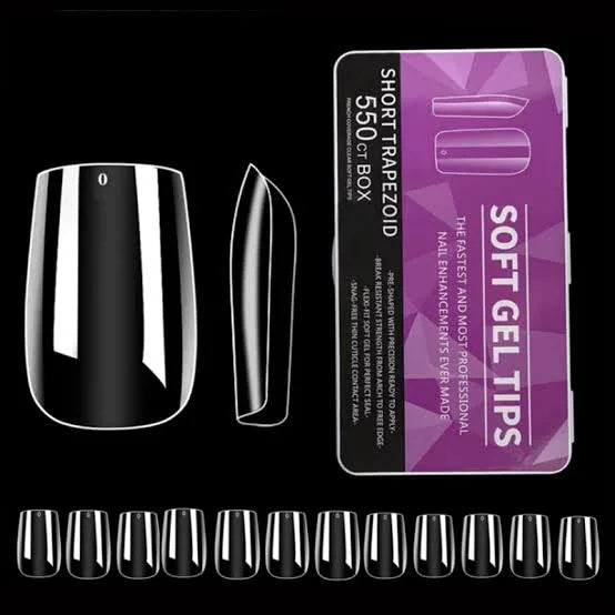 550 pcs soft gel short trapezoid shape nail tip box.