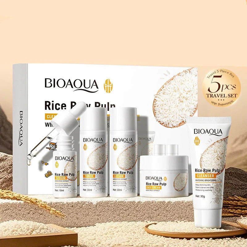 BIOAQUA Rice Raw Pulp Whitening Travel 6‑Piece Set