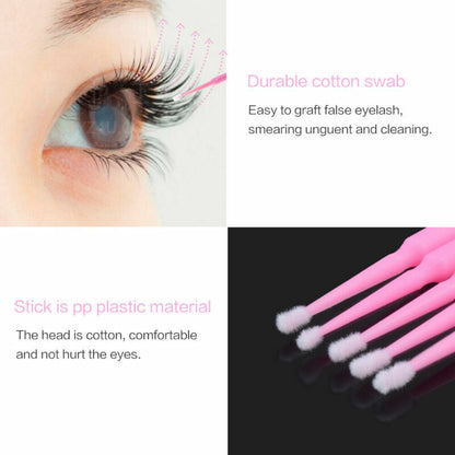 100x Mini Disposable Cotton Swabs Micro Brush Applicators Eyelash Extensions