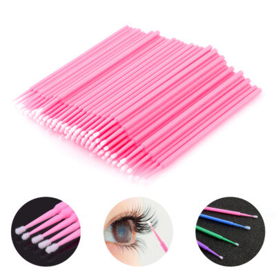 100x Mini Disposable Cotton Swabs Micro Brush Applicators Eyelash Extensions