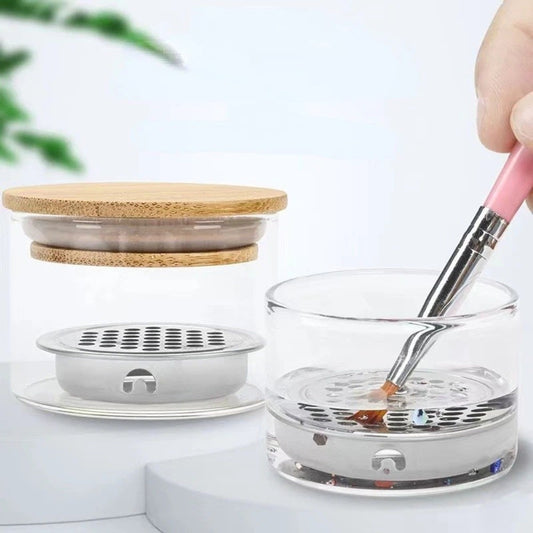 Portable Nail Brush Cleaner Cup with Filter & Lid