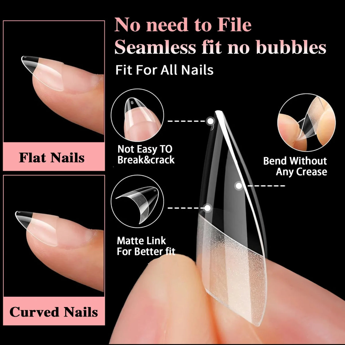 600PCS XS Half Cover Soft Gel Nail Tips – Extra Short False Nails