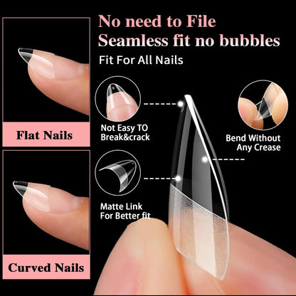 600PCS XS Half Cover Soft Gel Nail Tips – Extra Short False Nails